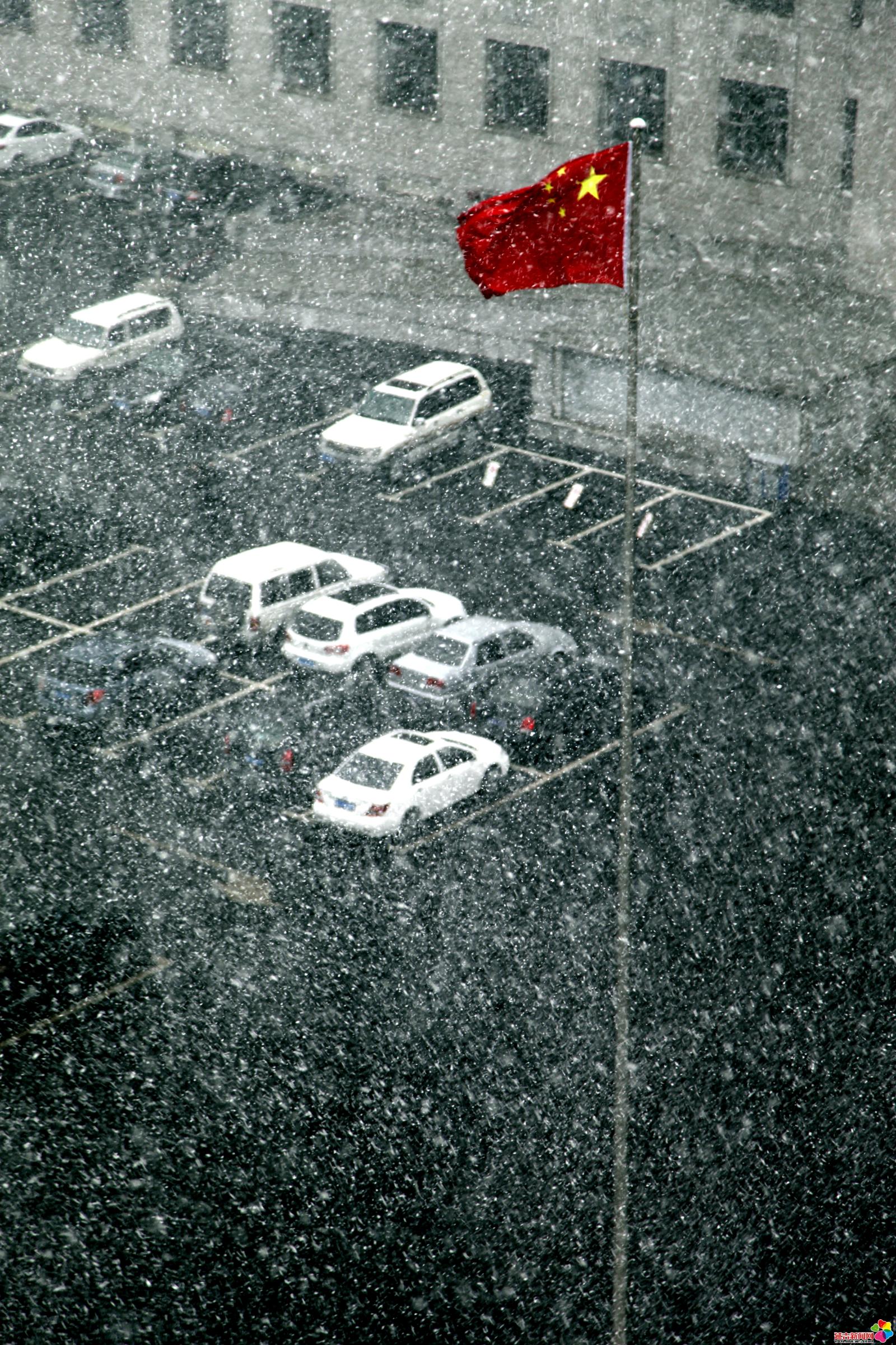 作品：春雪  内容：2013年4月9日，延吉市迎来第一场降雪。