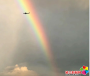 治愈美景！ 延吉上空 飞机与彩虹同框