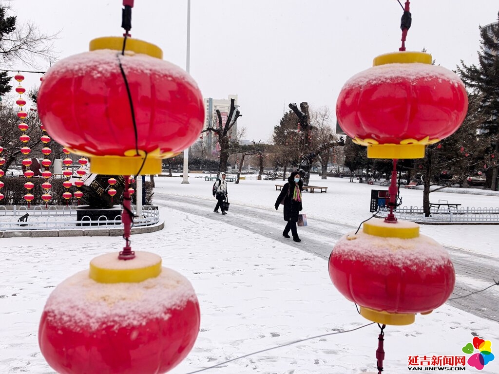 延吉普降瑞雪 城市银装素裹尽显春日诗意